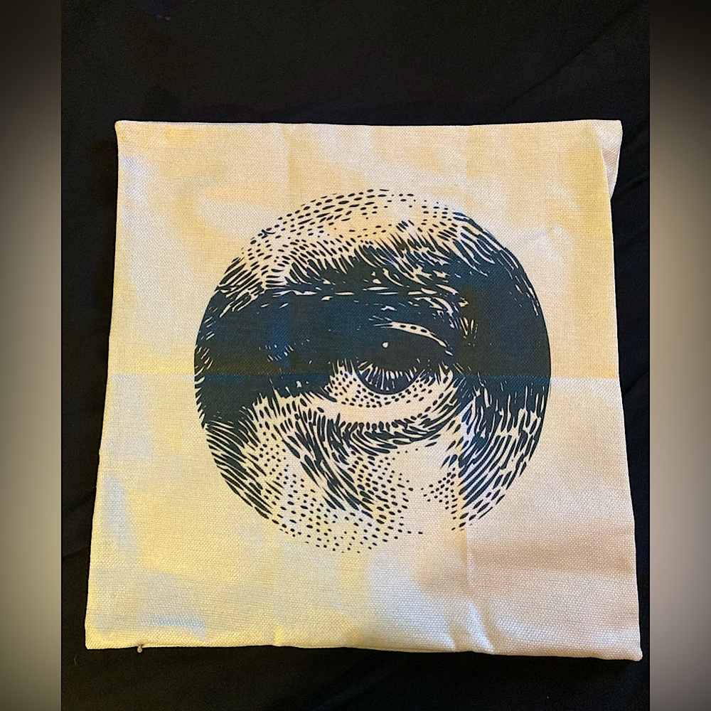 NWOT Graphic off white black and white eye print pillowcase